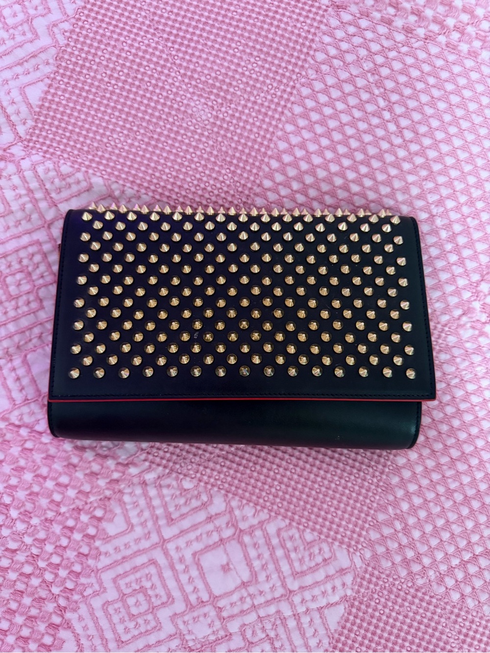 Christian Louboutin Black Clutch with Gold Studs